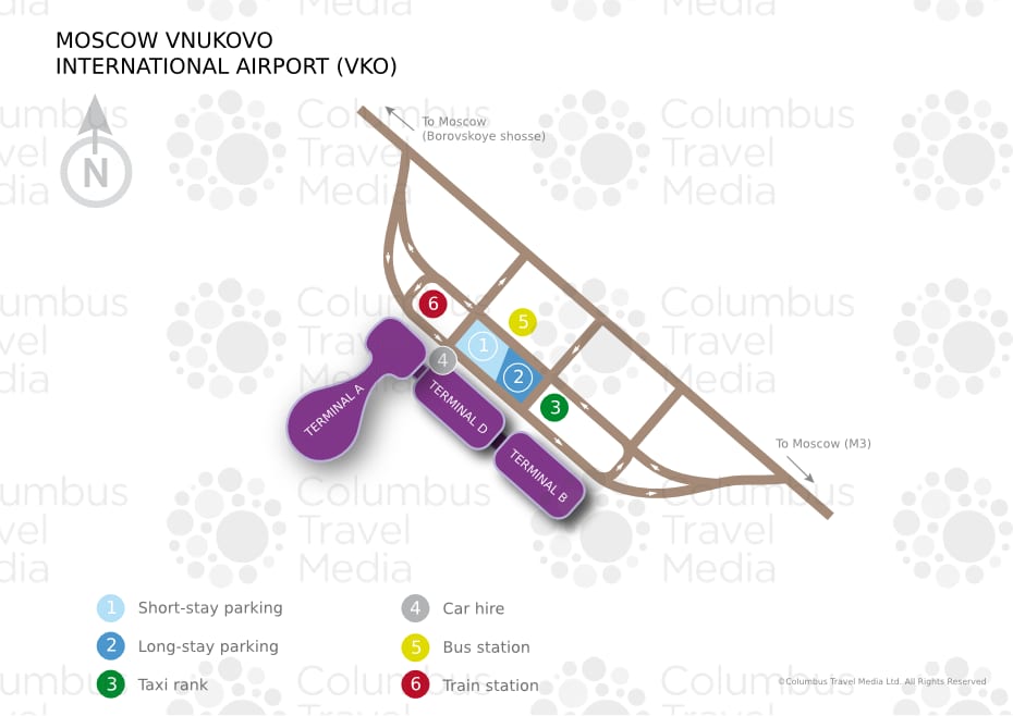 Karte des Flughafens Wnukowo und der Terminals (VKO)